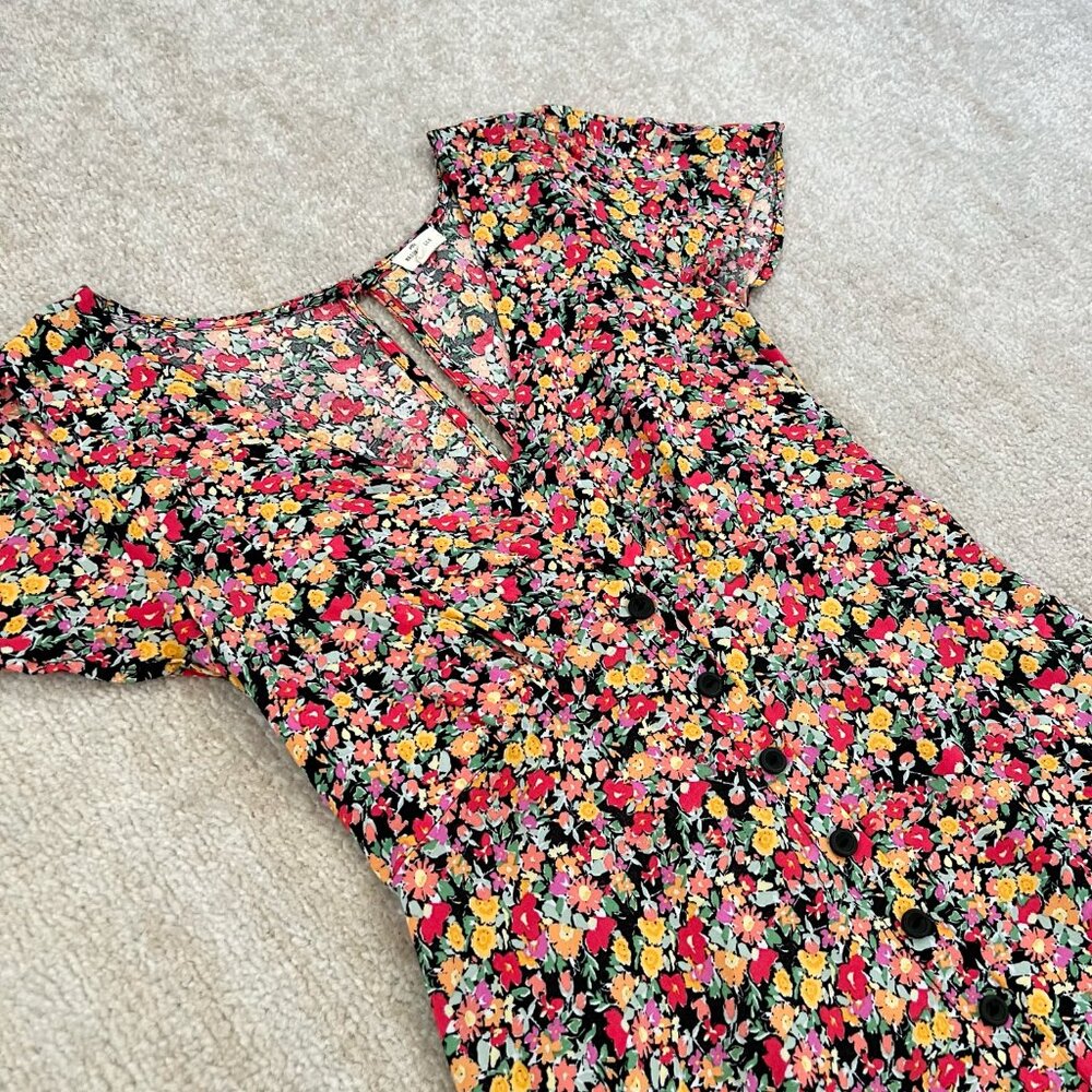 Kohl's Mason & Belle Floral Short Sleeve Rayon Mini Dress S - Picture 3 of 10
